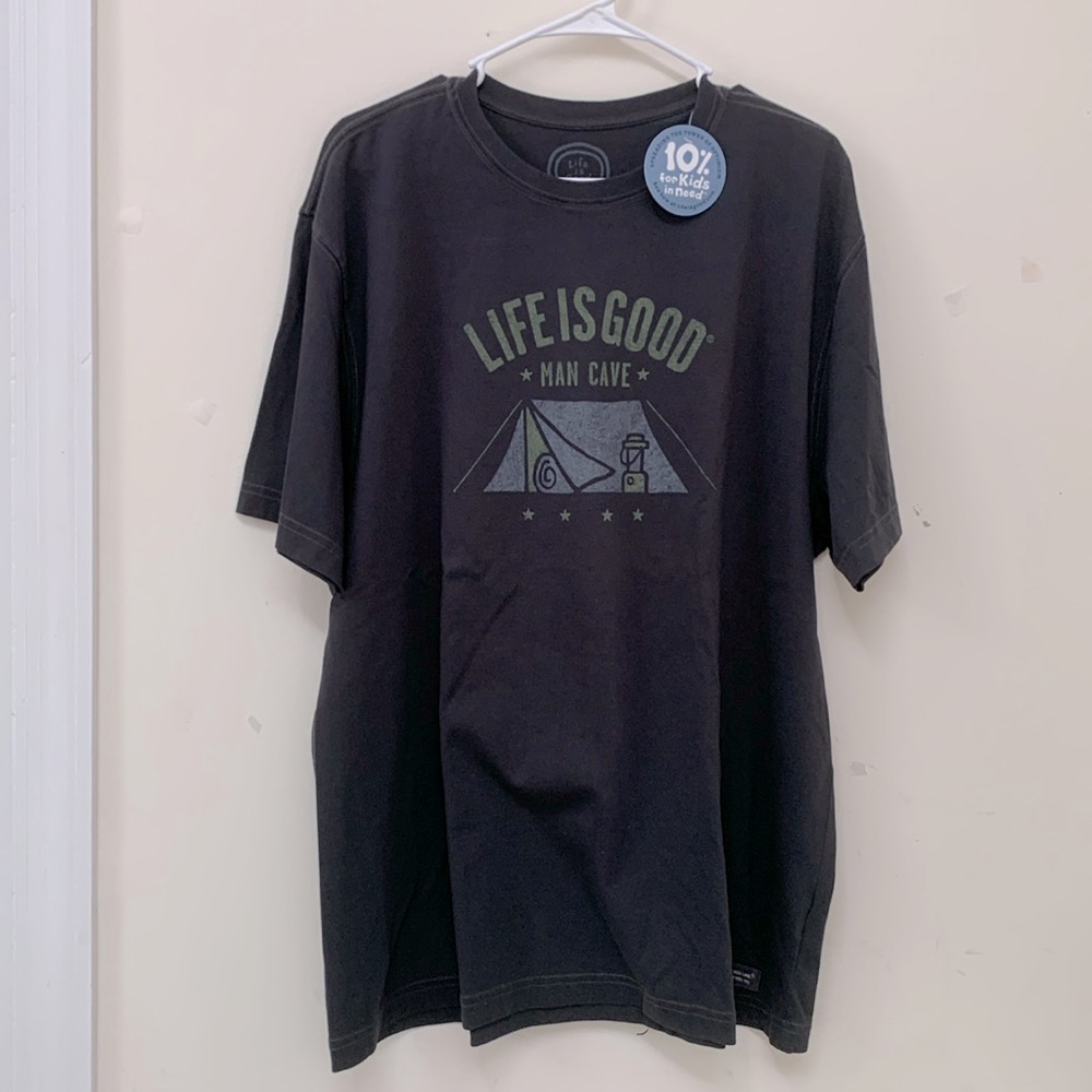 Mens Life is Good Size XL Black Short Sleeve T Shirt 100% Cotton NWT